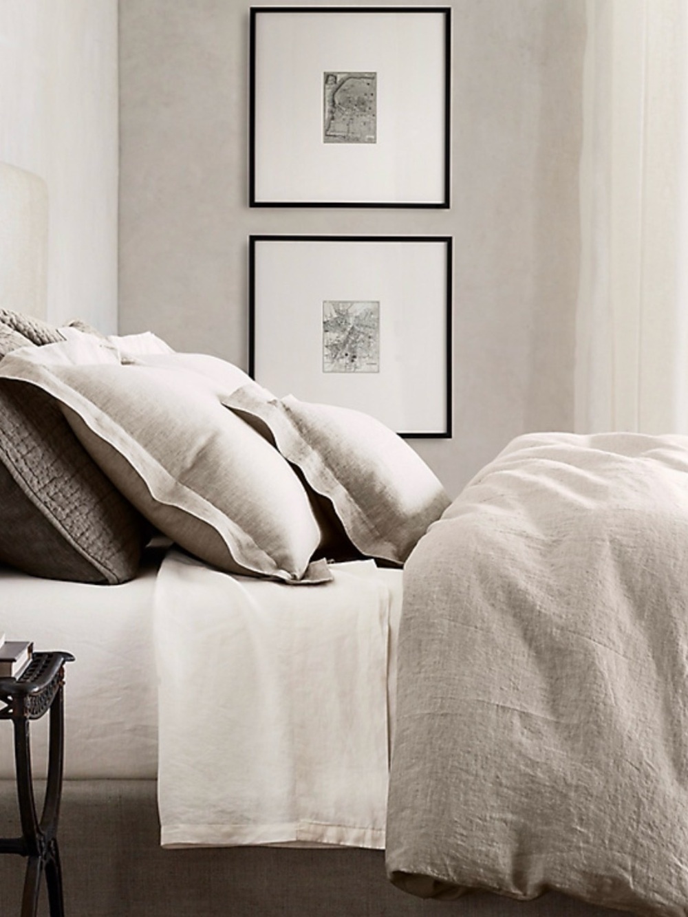 Restoration Hardware NWOT VINTAGE WASHED BELGIAN LINEN Duvet Cover Fog Cal King